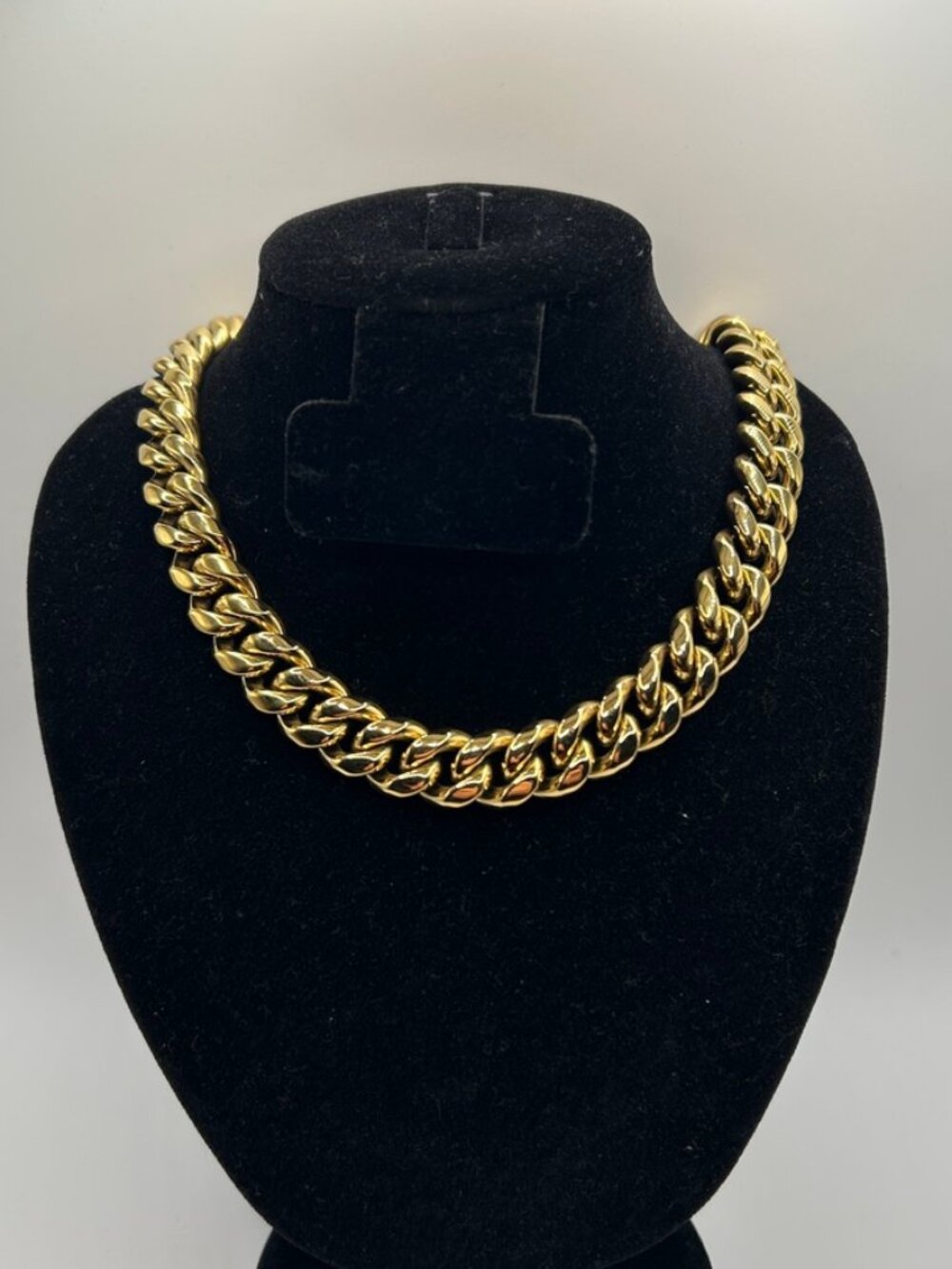 Miami Cuban Chain 14mm 18 Inch Real Gold Stainless Steel Plated Mens Solid New